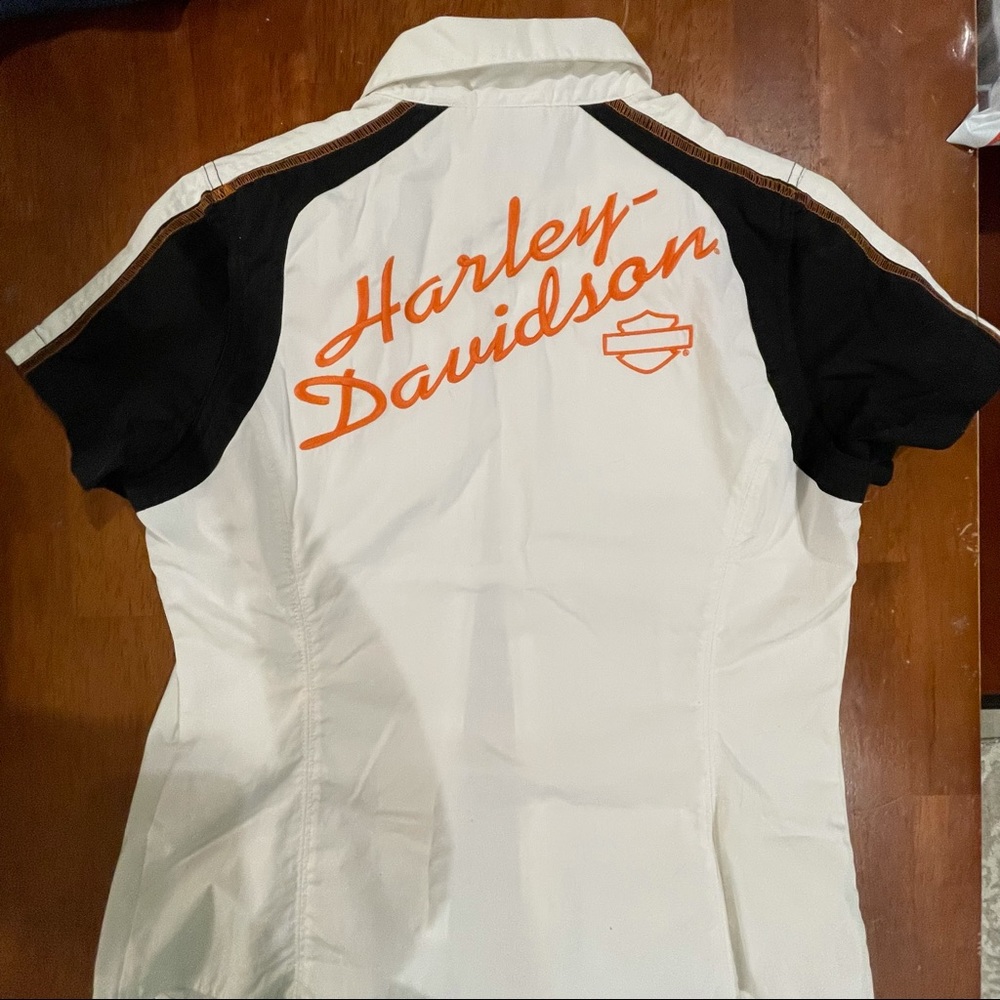 Zip-up Harley mechanic style shirt